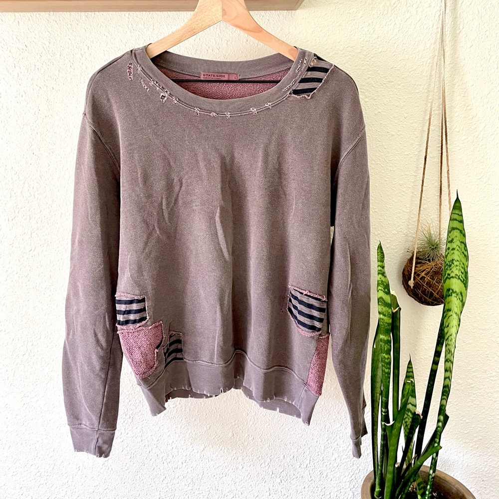 Stateside patched cotton blend sweatshirt